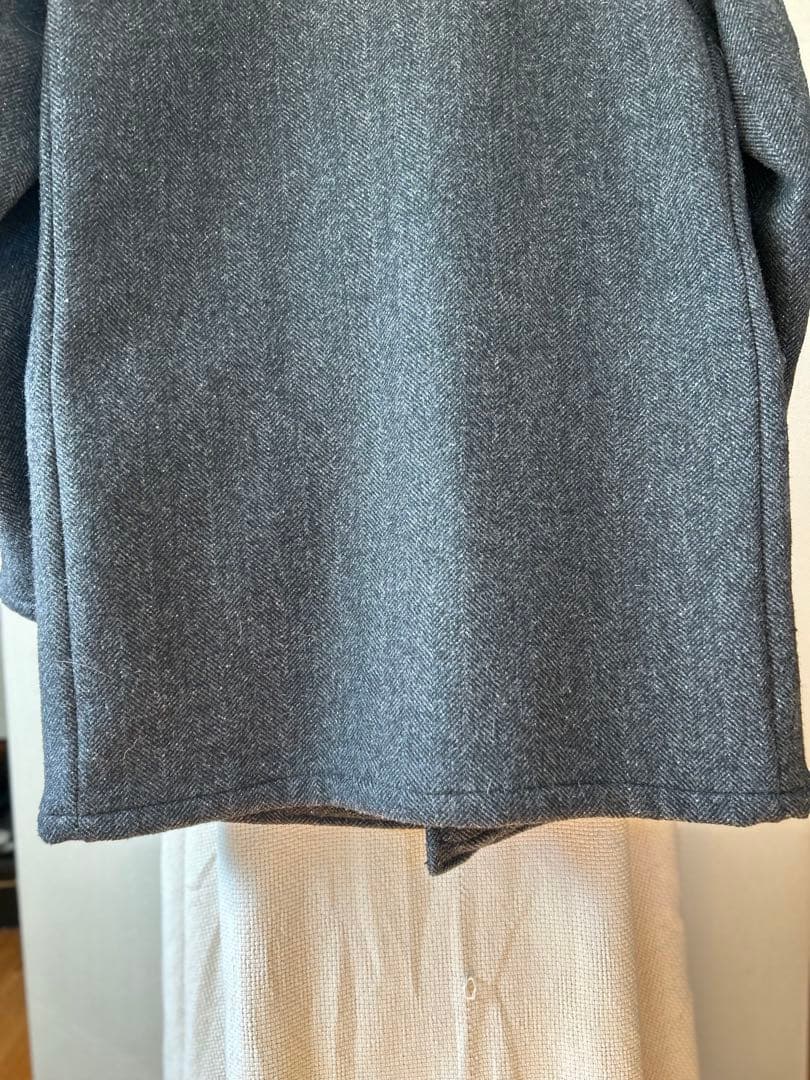 70s フレンチ ウール ヘリンボーン ハンティングコート ユーロ 動物ボタン