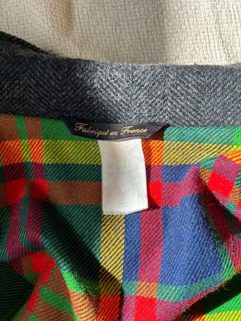 70s フレンチ ウール ヘリンボーン ハンティングコート ユーロ 動物ボタン