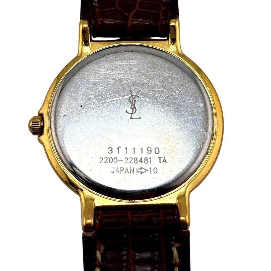 【稼働】 サンローラン 腕時計 2200-228481 レディース 白文字盤