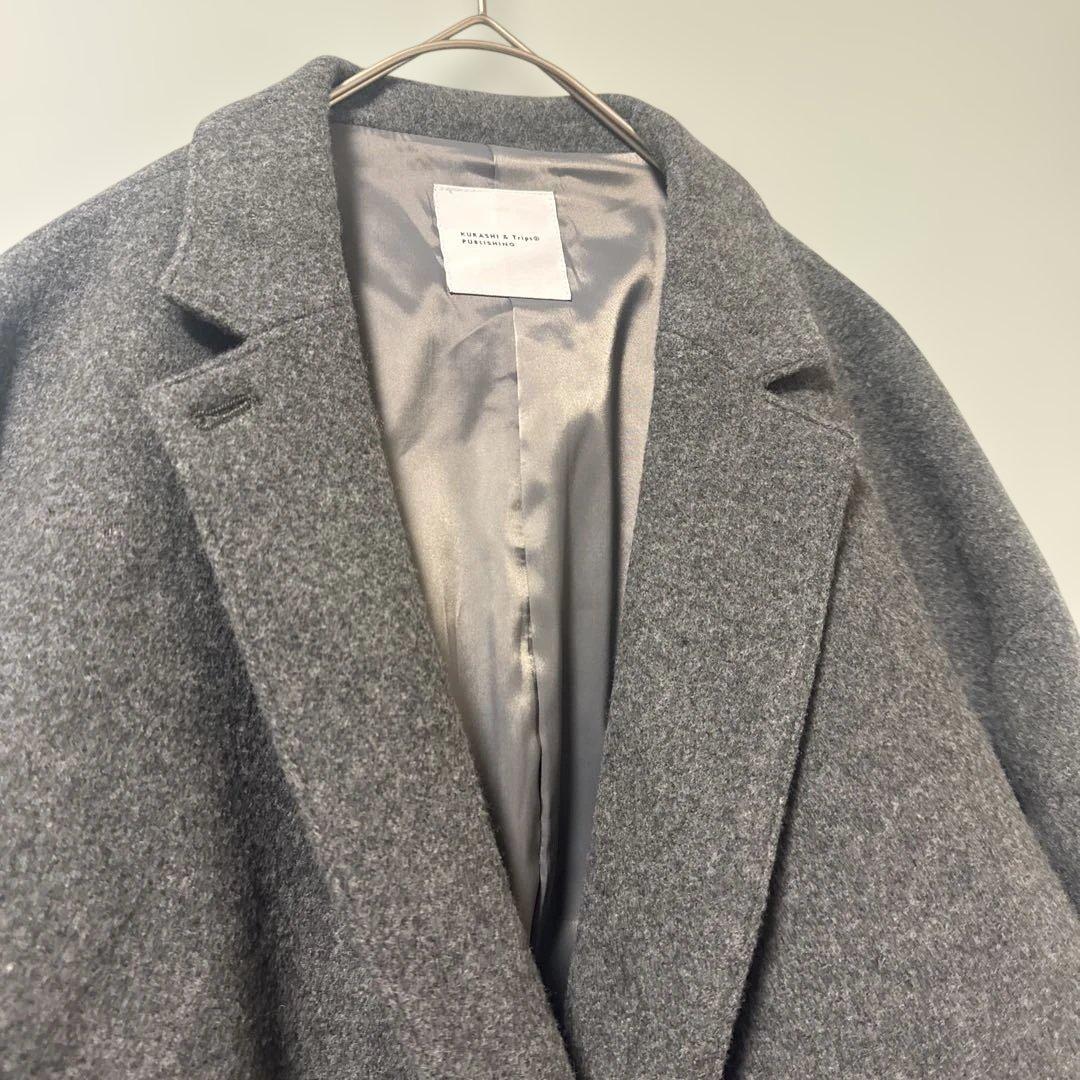 美品　北欧暮らしの道具店 3WAYアレンジ襟のかろやかチェスターコート グレー