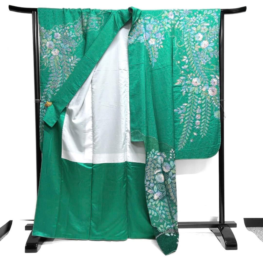 作家もの　振袖　辻ヶ花　絞り　金彩　金通し　藤　成人式　着物　101b d