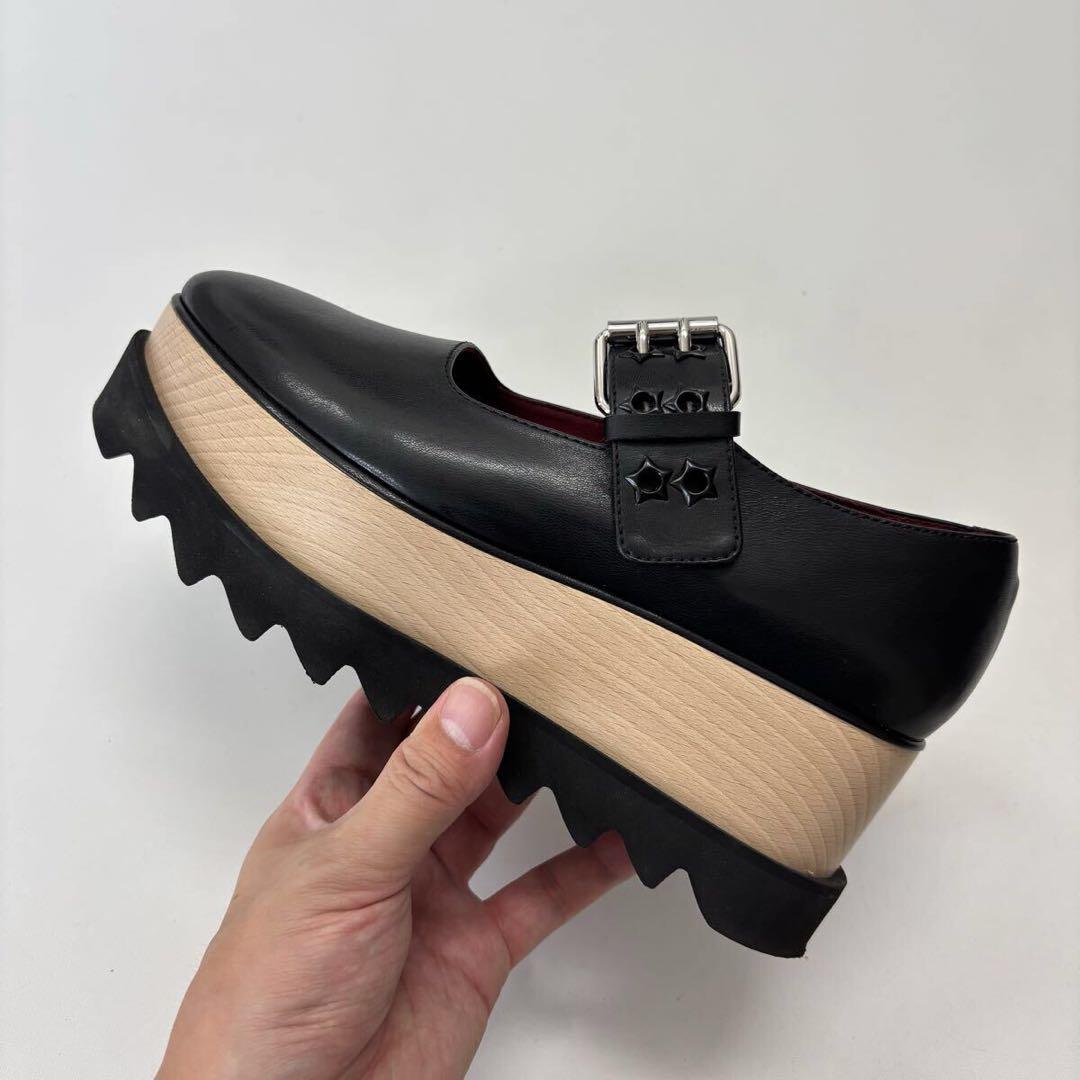 良品 ステラマッカートニー ストラップ シューズ 厚底 ブラック サイズ 35