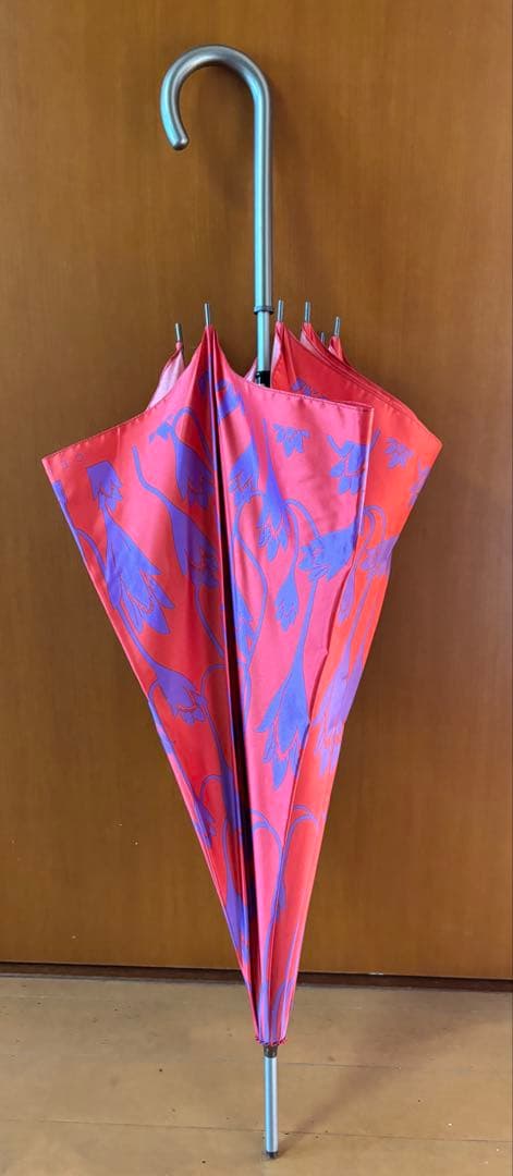 【CELINE】レディース長傘　ローズピンク　パープル花柄　シルバー持ち手