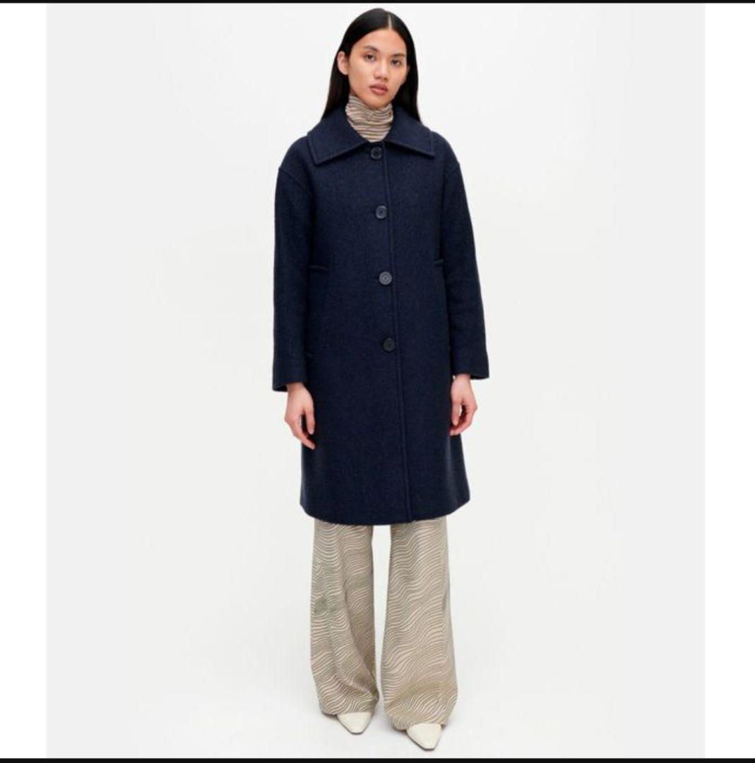 marimekko ダークネイビー ロングコート Sサイズ