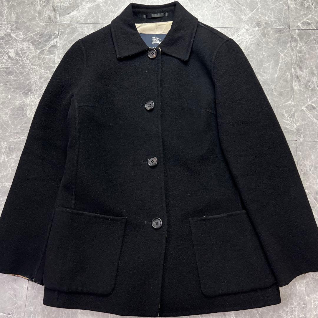 カシミヤ100♡バーバリーロンドン　ダブルフェイス　コート　ノバチェック 黒