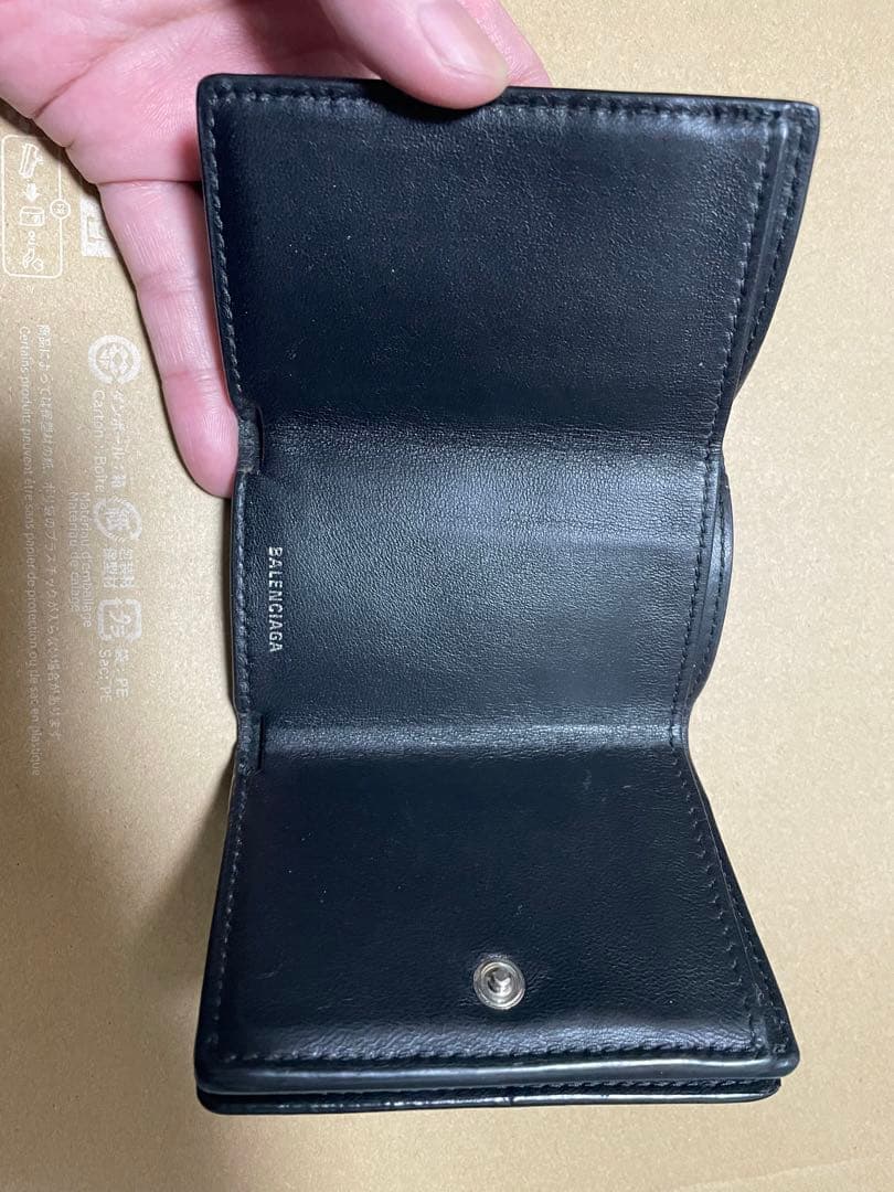 BALENCIAGA バレンシアガ 三つ折り財布 黒 レザー