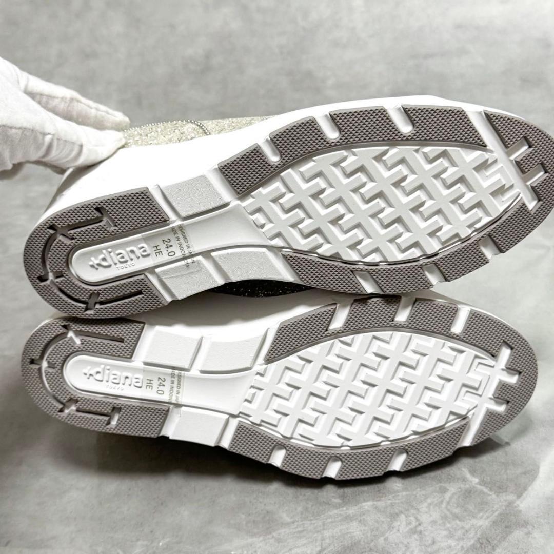 yuki +diana ヒールアップスニーカー6cm ゴールド 24cm