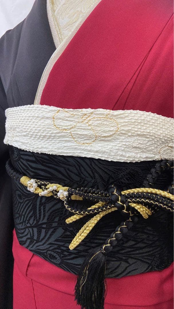 振袖 黒赤花柄 振袖フルセット　振袖セット　成人式