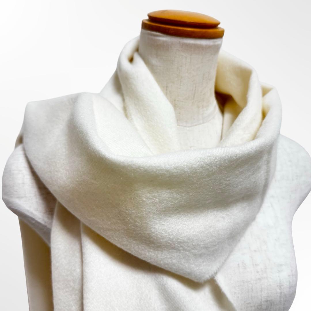 Johnstons ジョンストンズ カシミヤ 無地 ホワイト マフラー ストール