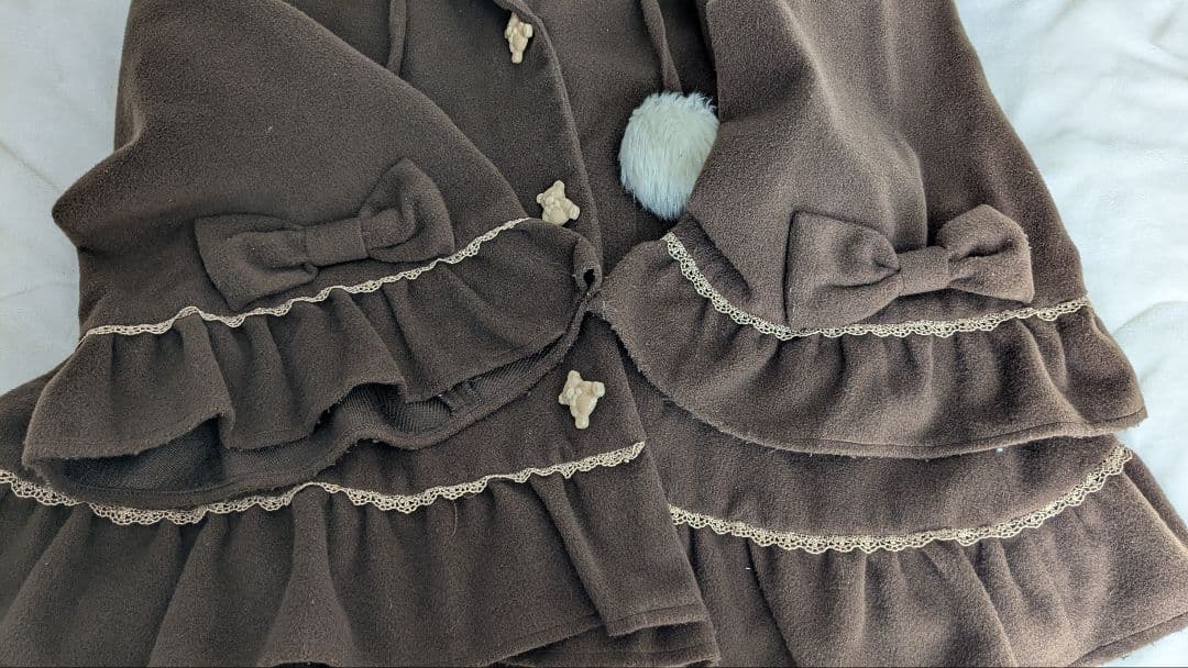 くま耳　夢展望　ディアマイラブ　ポンチョ　コート　くま　茶色　ケープ