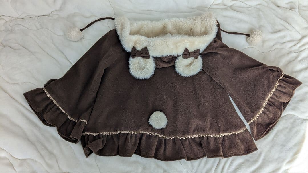 くま耳　夢展望　ディアマイラブ　ポンチョ　コート　くま　茶色　ケープ