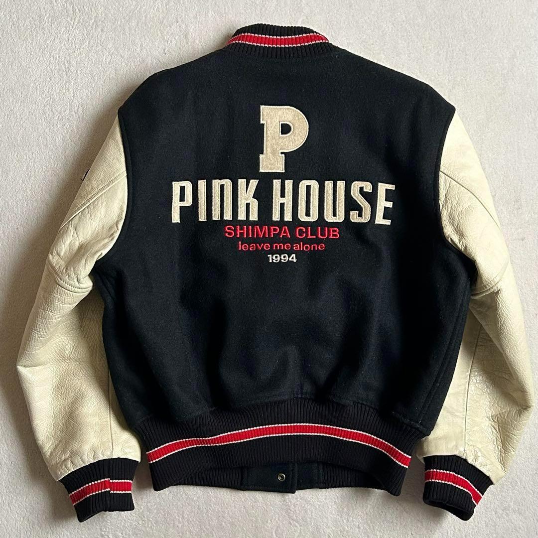 ピンクハウス スタジャン レザー袖 ワッペン ブラック ビンテージ