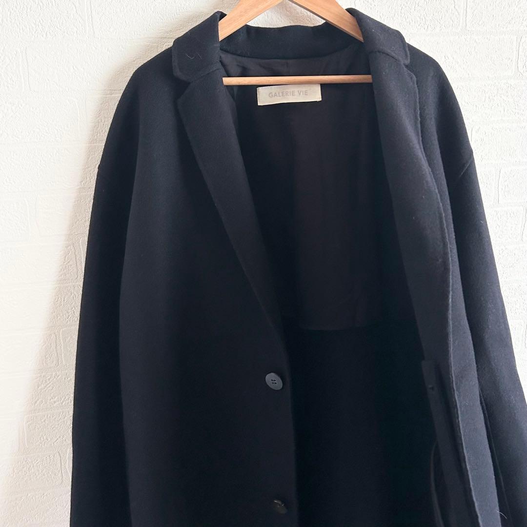 GALERIE VIE ライトメルトンチェスターコート　カシミヤ　ネイビー　34