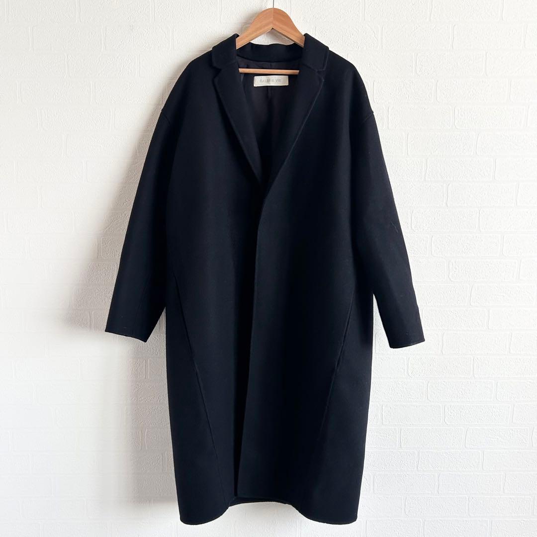 GALERIE VIE ライトメルトンチェスターコート　カシミヤ　ネイビー　34