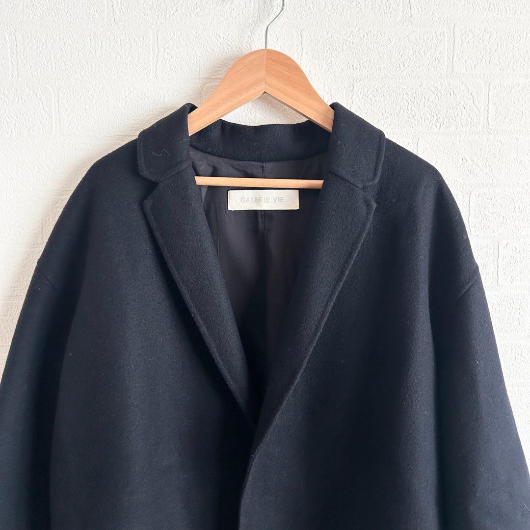 GALERIE VIE ライトメルトンチェスターコート　カシミヤ　ネイビー　34