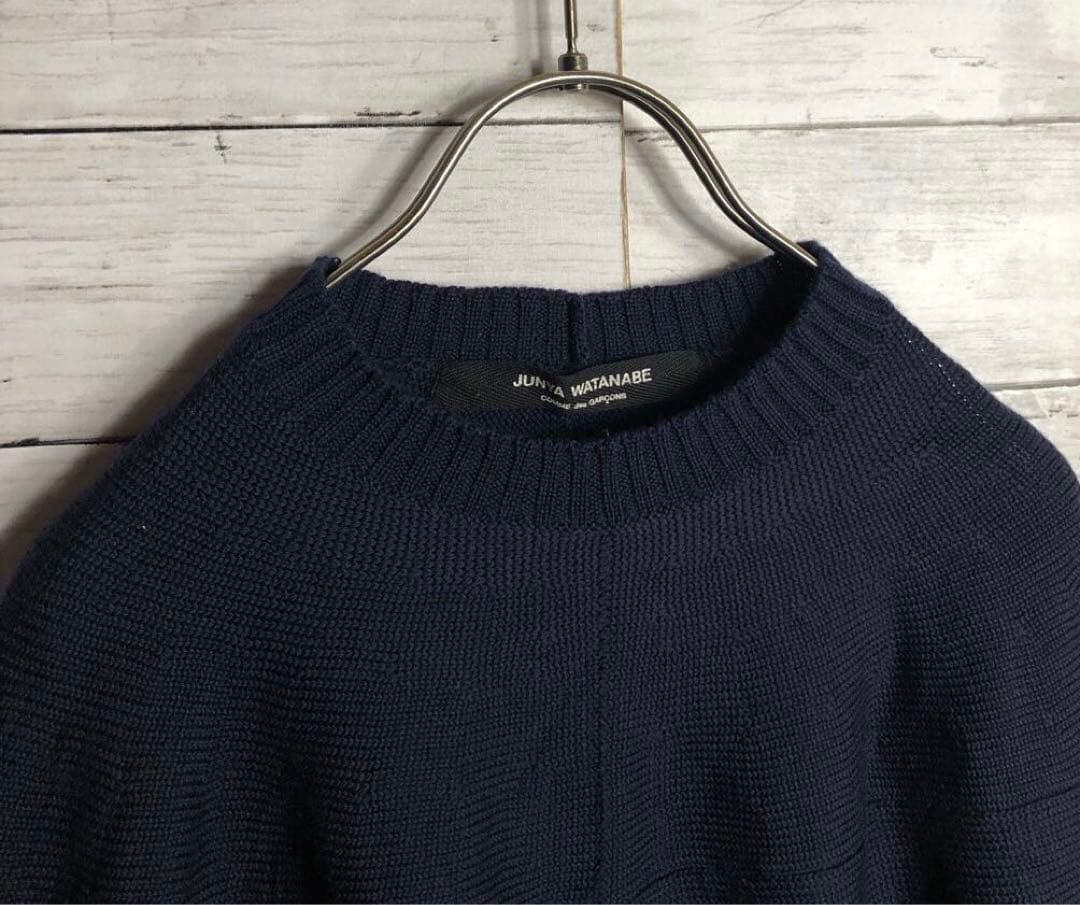 ジュンヤワタナベコムデギャルソン ポンチョニット ウール ネイビー