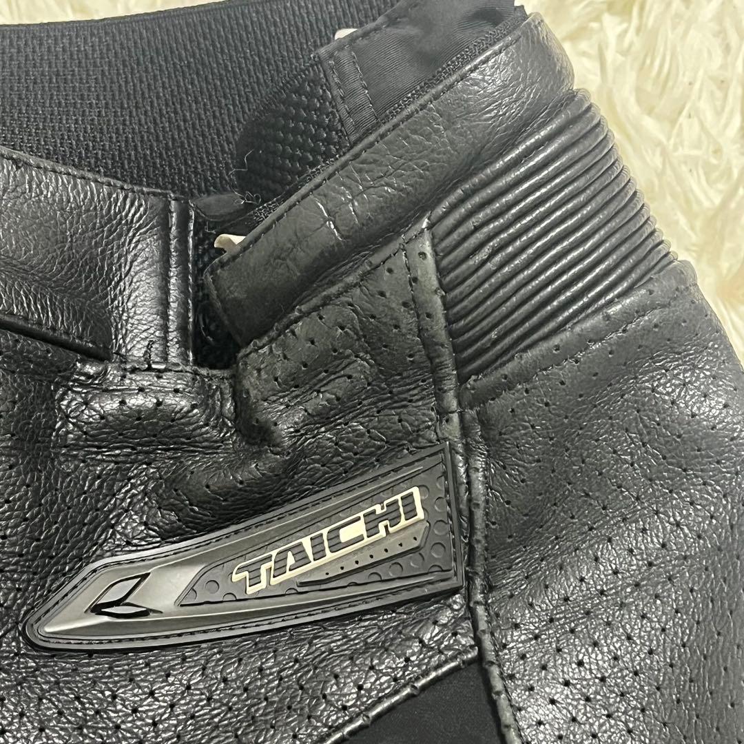 TAICHI バイクパンツ 黒 レザー・メッシュ 膝プロテクター付き　XXL
