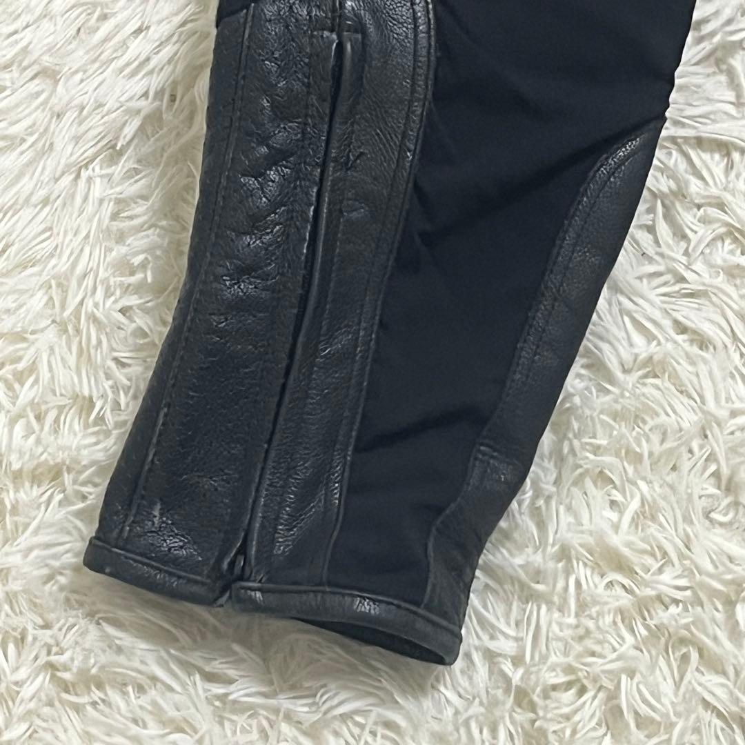 TAICHI バイクパンツ 黒 レザー・メッシュ 膝プロテクター付き　XXL