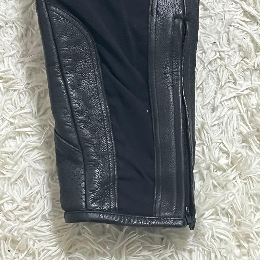 TAICHI バイクパンツ 黒 レザー・メッシュ 膝プロテクター付き　XXL