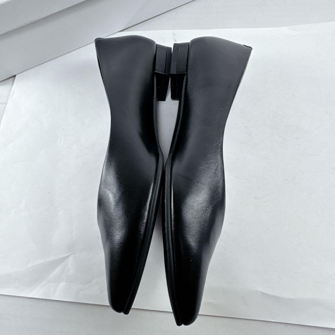 未使用品　銀座かねまつ　23cm 晴雨兼用フラットシューズ ブラック