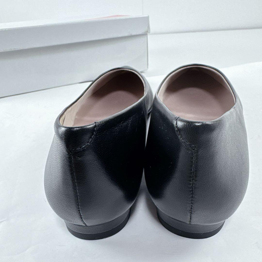 未使用品　銀座かねまつ　23cm 晴雨兼用フラットシューズ ブラック
