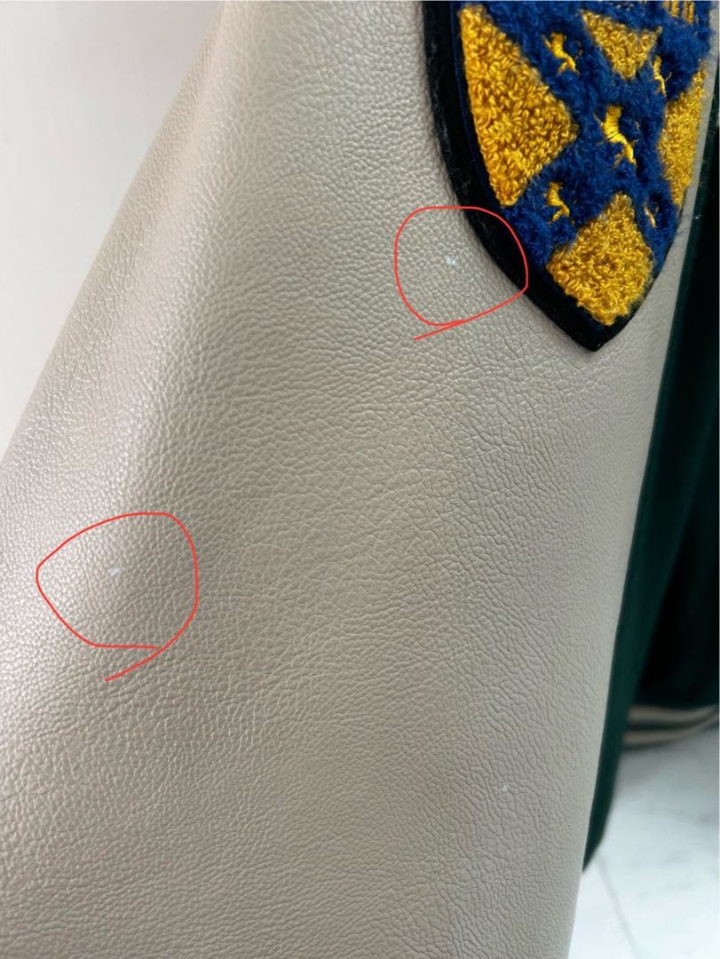 X-girl フェイクレザースタジャン ダークグリーン/ホワイト　Mサイズ