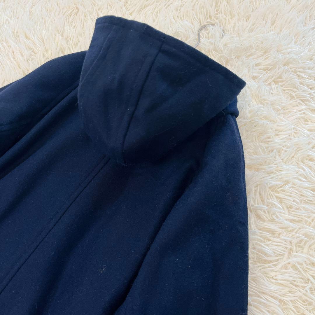シャルパンティエドゥヴェッソ フーデッドロングコート ウール ボリューム袖 紺