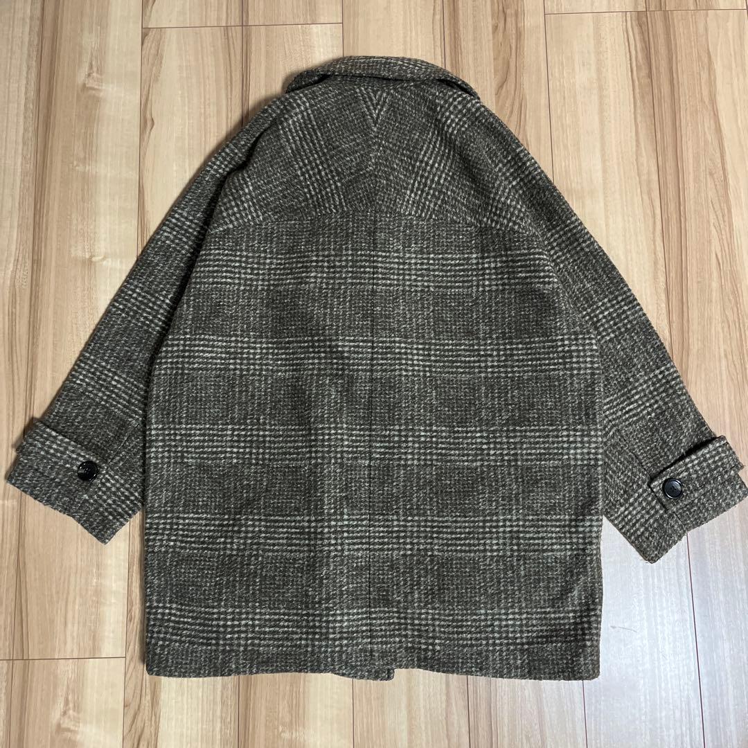 Spick&Span Wスライバーチェックハーフコート　36 ブラウン 23AW