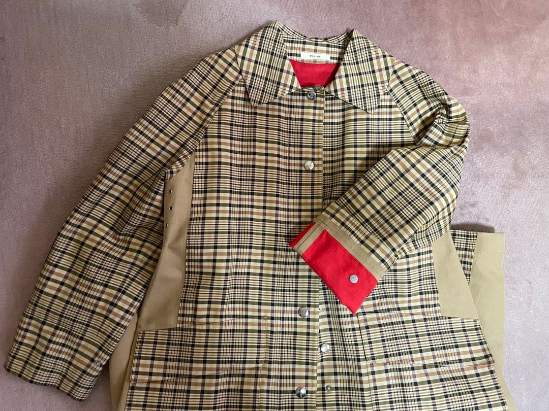 セリーヌ CÉLINE チェック柄トレンチコート36