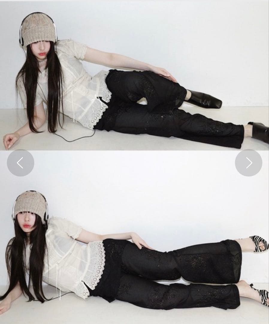 igi スパンコールスカートレイヤードパンツ