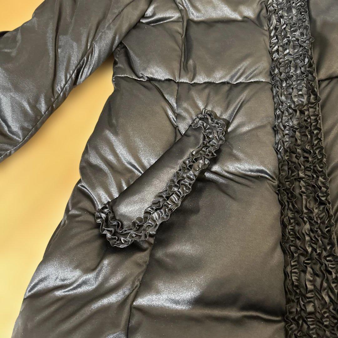 インゲボルグ　黒ロングダウンコート フリル付き　超美品　希少品