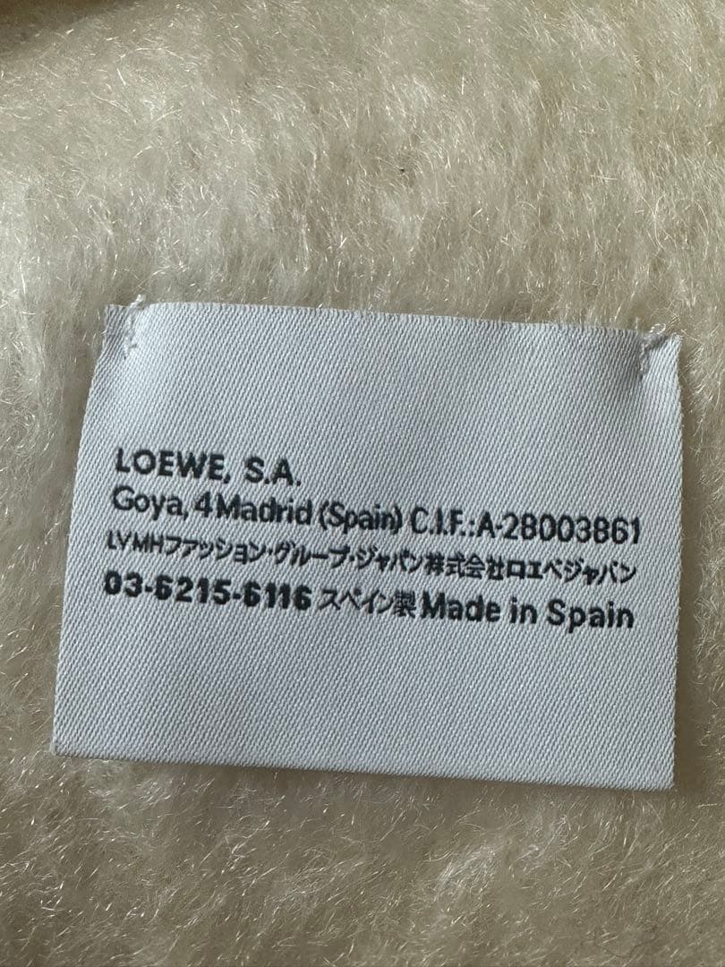 ★美品★LOEWE ホワイト マフラー　ウール&モヘア　ロエベ