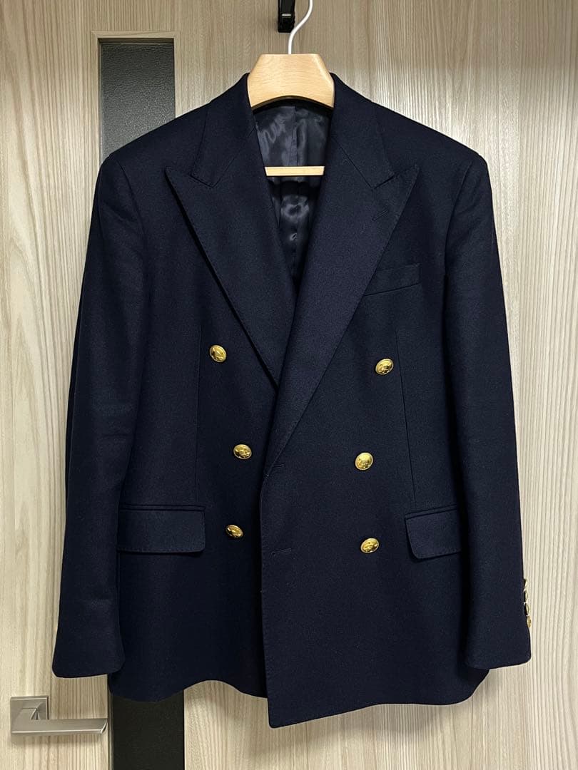 ポロラルフローレン　ダブル　紺ブレザー　40Sサイズ　Lサイズ　フランネル