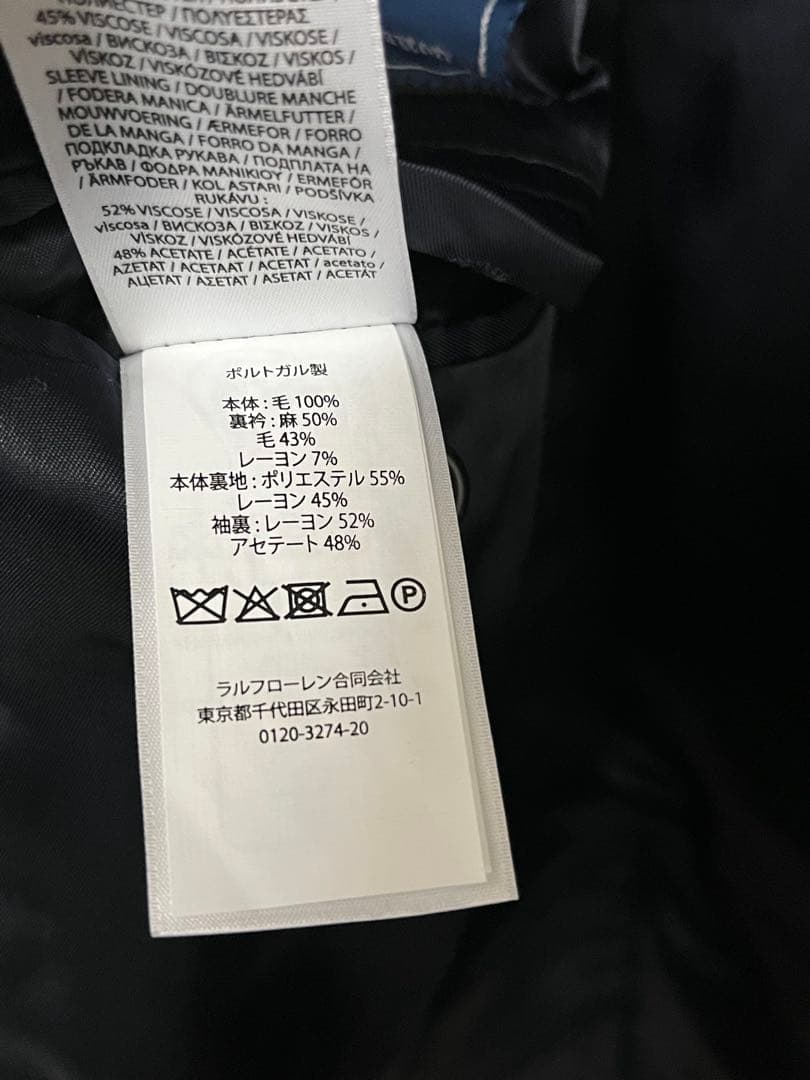 ポロラルフローレン　ダブル　紺ブレザー　40Sサイズ　Lサイズ　フランネル