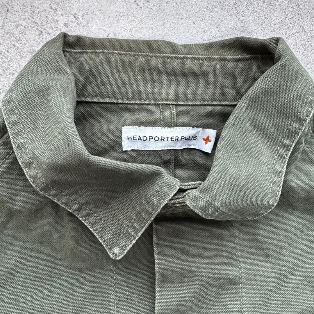 希少 ヘッドポータープラス ダック カバーオール ジャケット カーキ