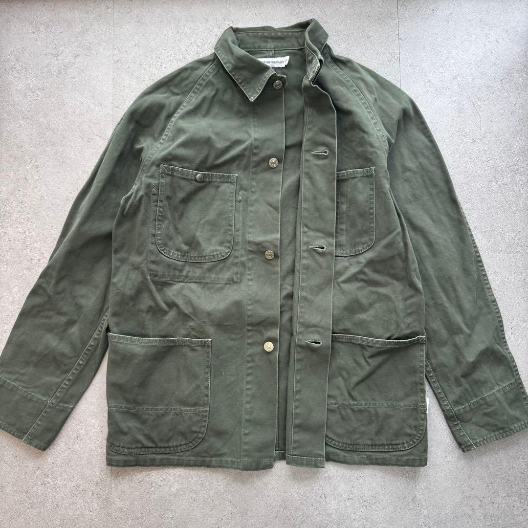 希少 ヘッドポータープラス ダック カバーオール ジャケット カーキ