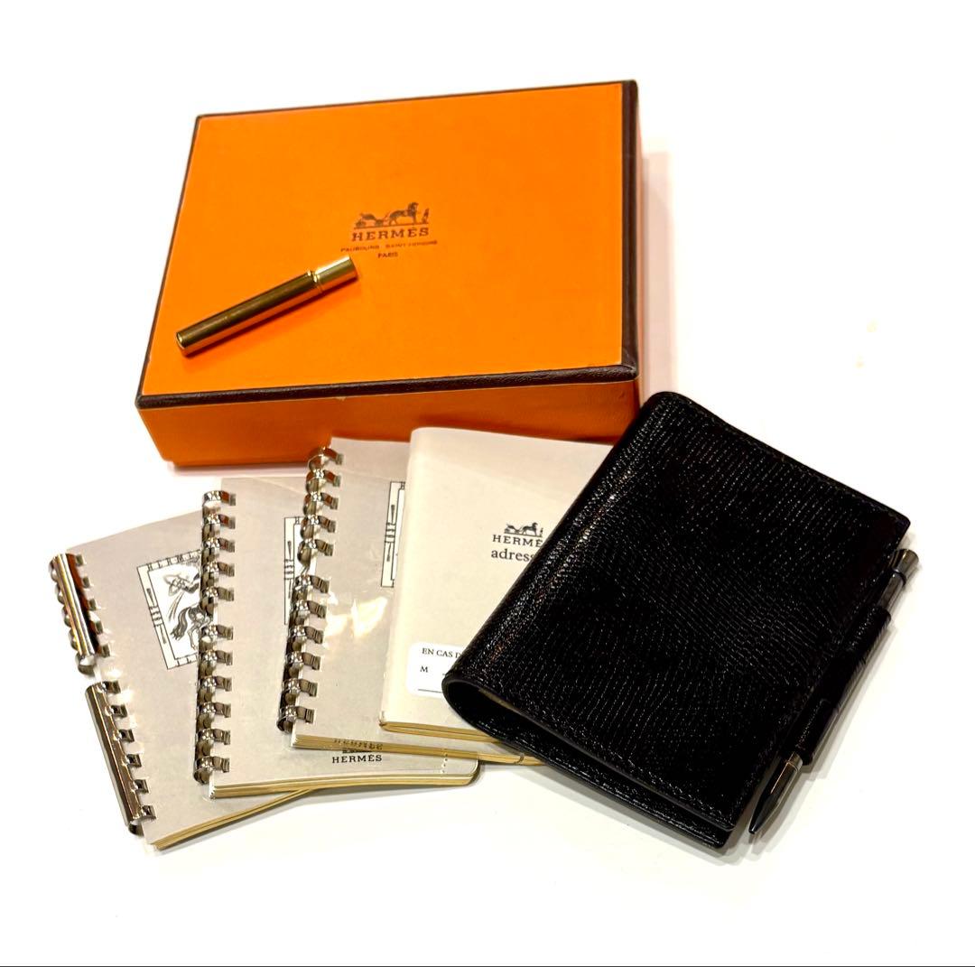 翠☆ヴィンテージ　エルメス アドレス帳　リザード　ペン付きアジェンダ手帳
