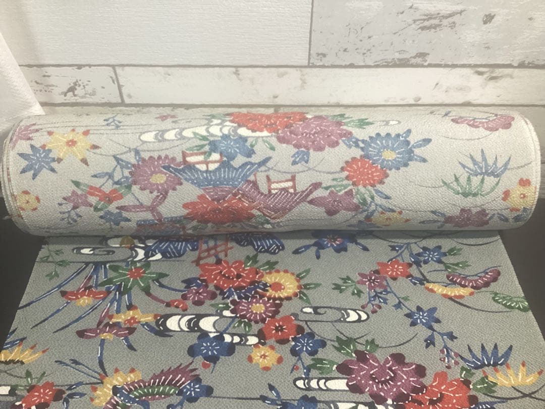 着物 反物 紅型 高級ちりめん 防縮加工 正絹 絹100% 未使用品 966