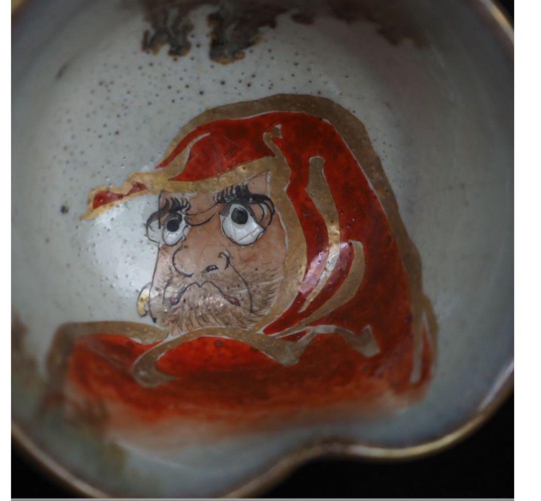 送料無料　九谷焼　九谷納？造　達魔文酒器　時代物　希少