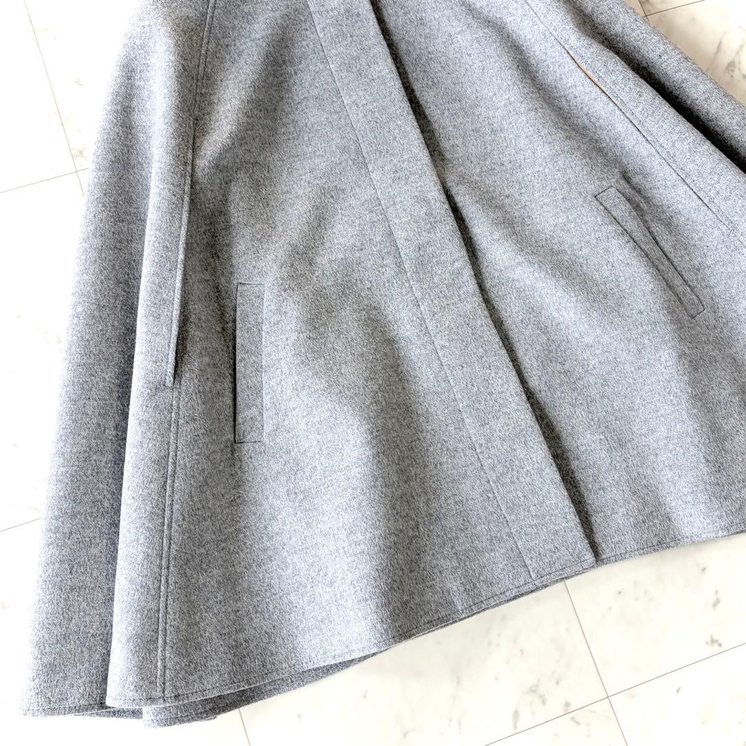 美品 ルイルエブティック フォックスファー付きケープコート ポンチョ グレー