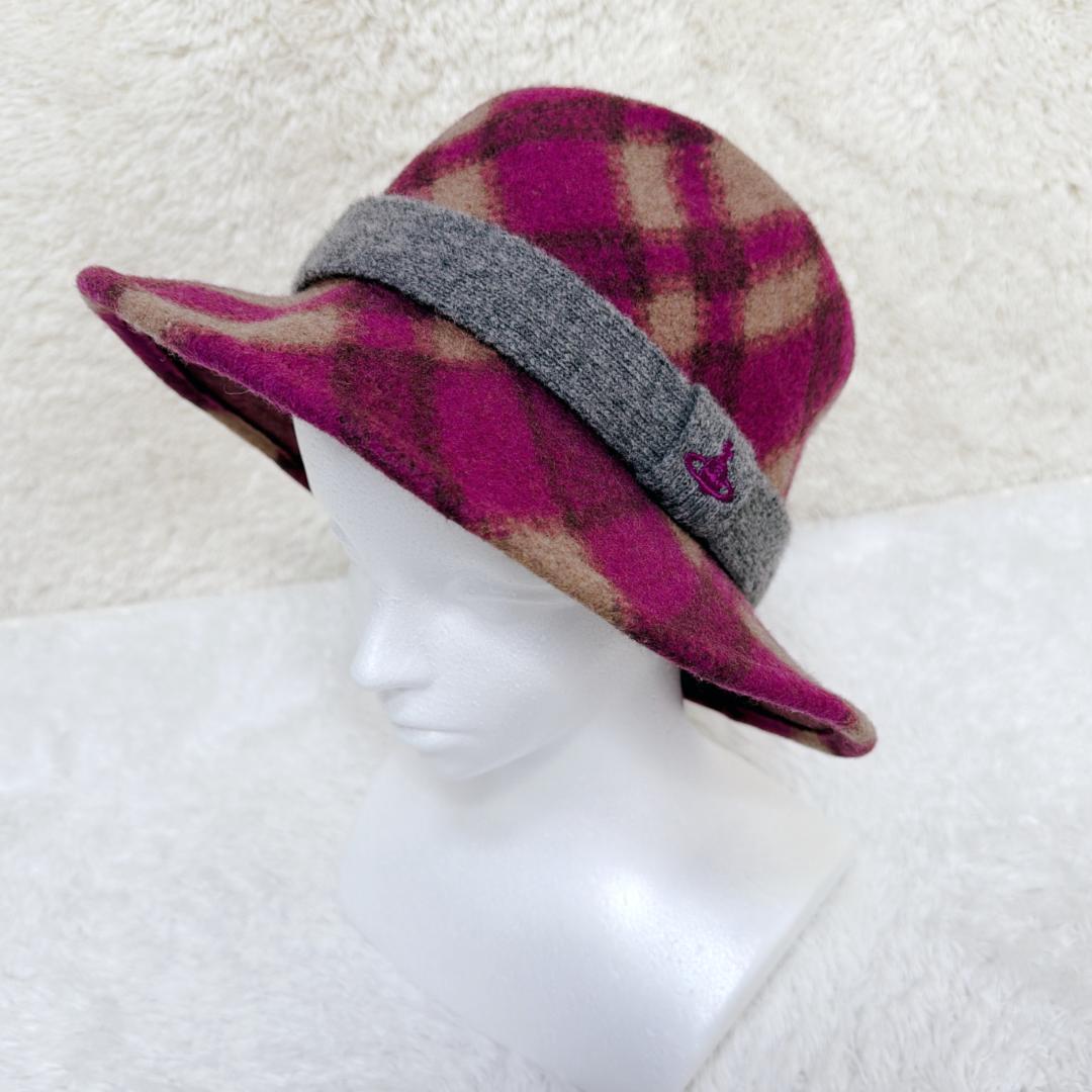 希少✨ Vivienne Westwood ハット チェック オーブ ウール