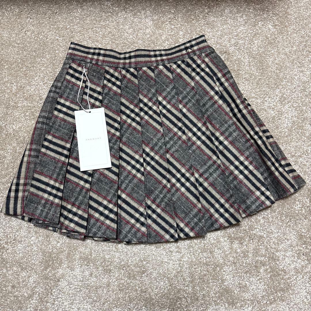 スカート andmary Monica check pleats mini skirt S