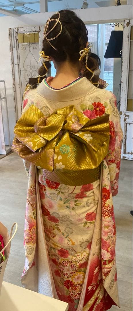 振袖セット 古典柄 花尽くし 赤ぼかし 成人式 前撮り　正絹