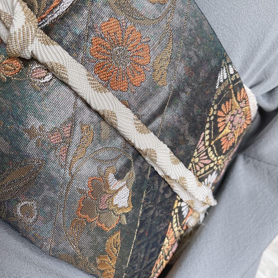 色無地　フルセット　青系　くすみブルー　縮緬　シンプル　礼装　カジュアル　H2