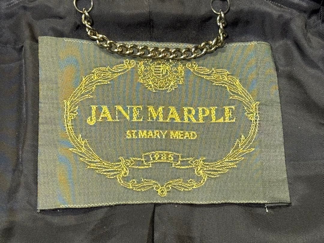 2/10までJaneMarpleベルベットトリミングのケープコート　ブラック