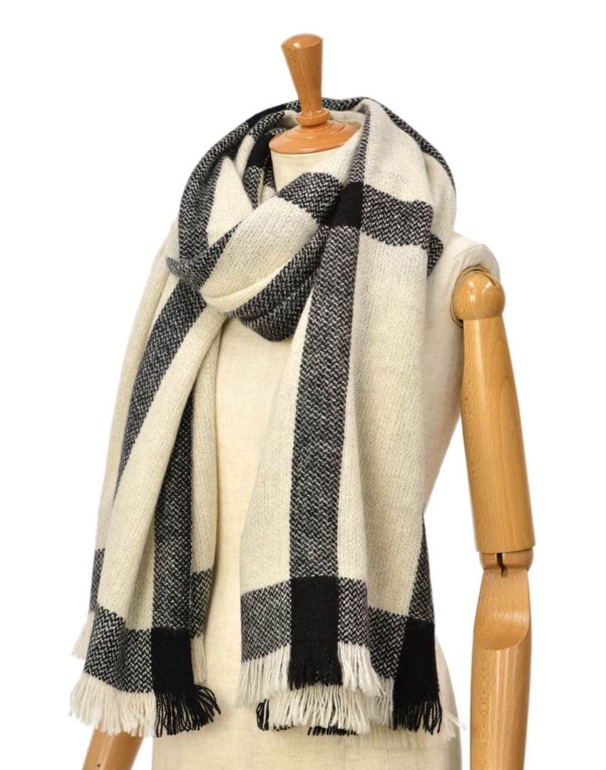 927　定価5.9万　Norlha【ノラ】ストール ヤク ブラックホワイト