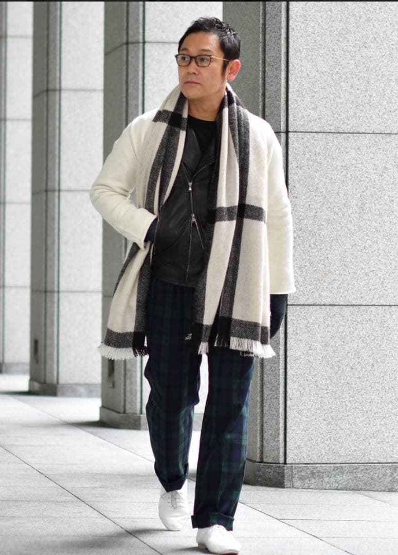 927　定価5.9万　Norlha【ノラ】ストール ヤク ブラックホワイト