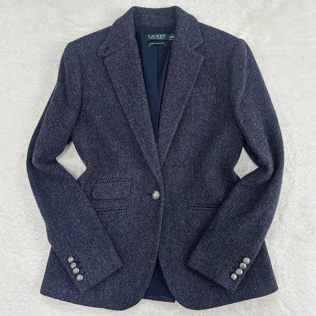 美品✨ローレンラルフローレン　テーラードジャケット　ヘリンボーン　銀ボタン　2