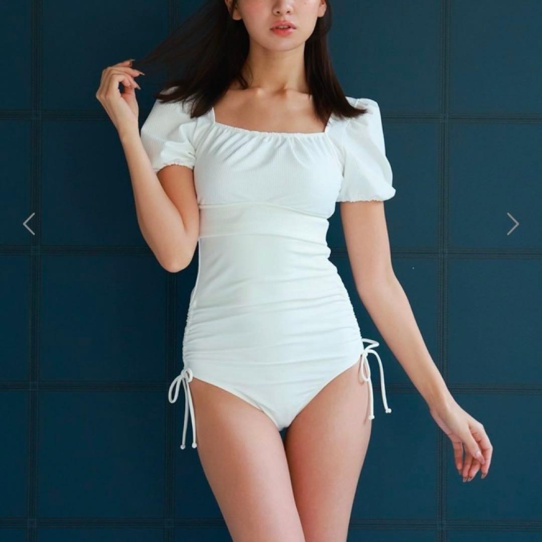 PEAK&PINE バックリボン パフスリーブ ビキニ ホワイト 9M