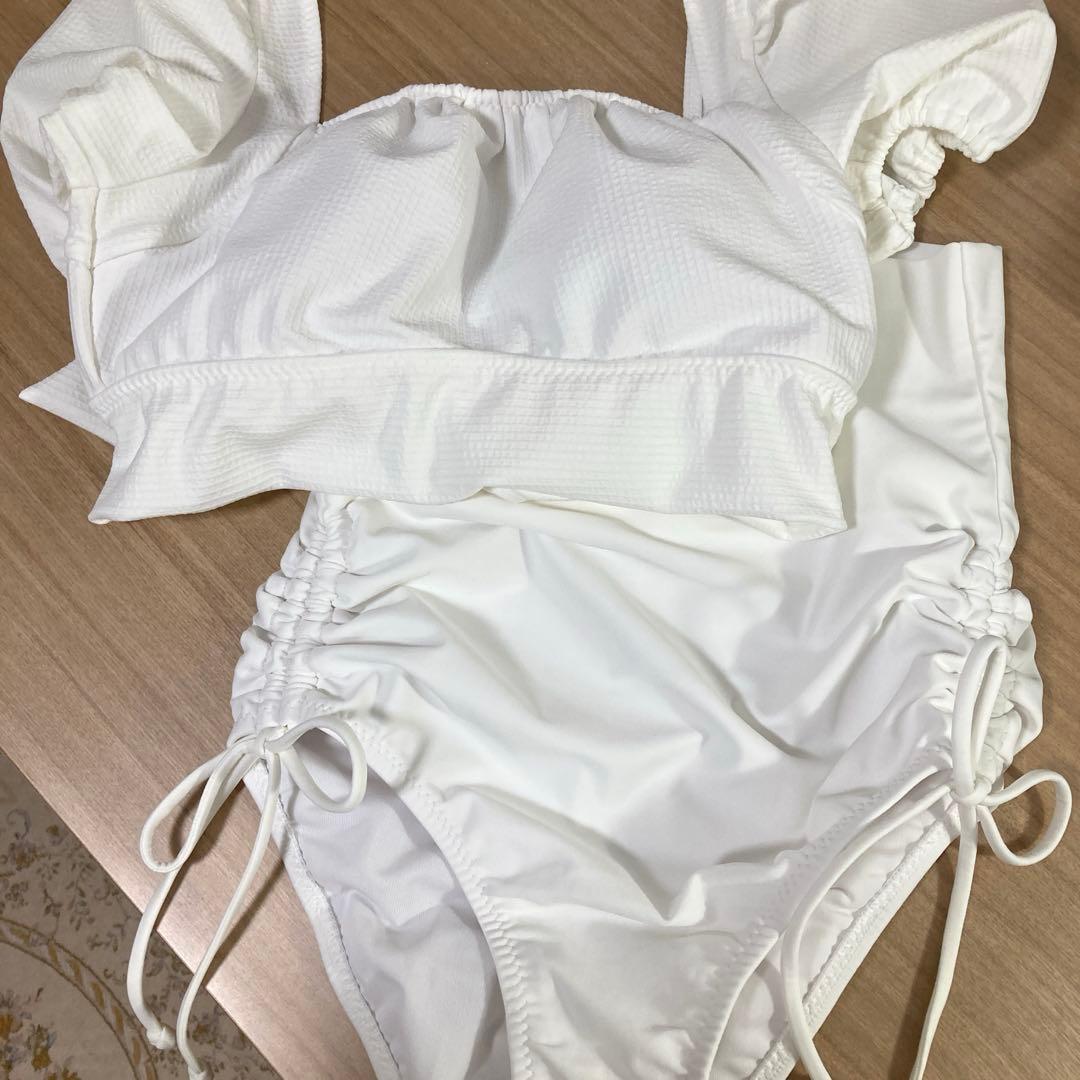 PEAK&PINE バックリボン パフスリーブ ビキニ ホワイト 9M